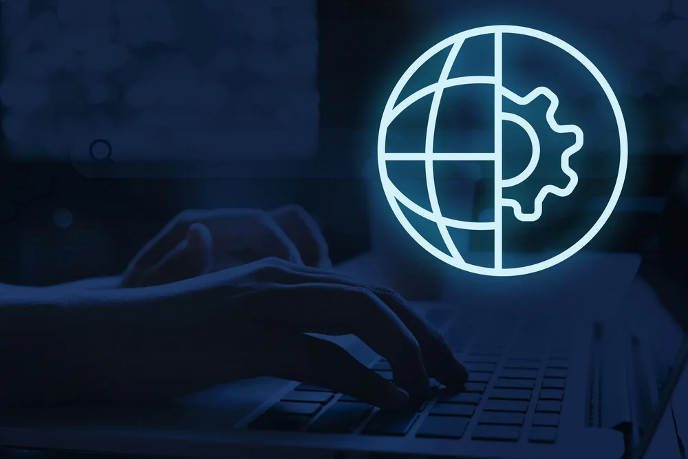 Global enterprise operations dashboard visualizing AI performance metrics.