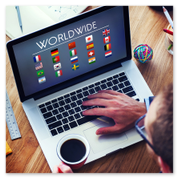 Multilingual website interface displaying different language options.