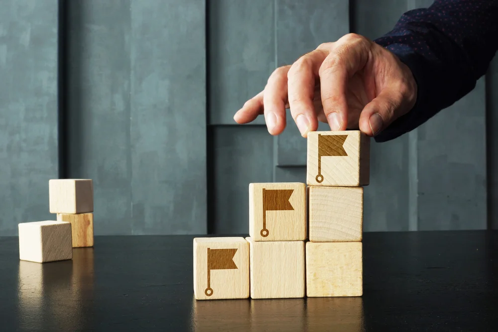 Corporate growth timeline with key milestones highlighted.